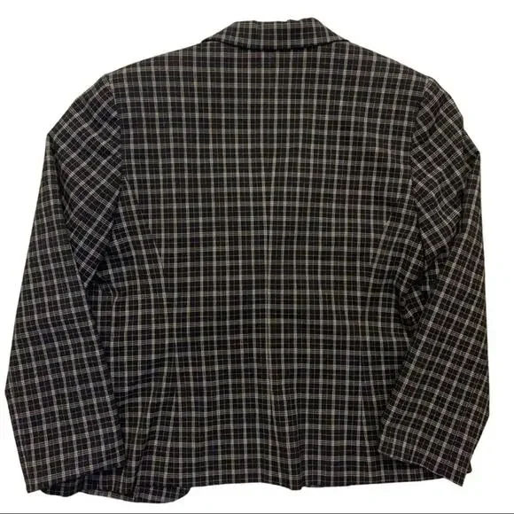 Vintage Kasper Black White Plaid Blazer 6 Petite Jacket Sport Coat Jacket Retro - Picture 4 of 6